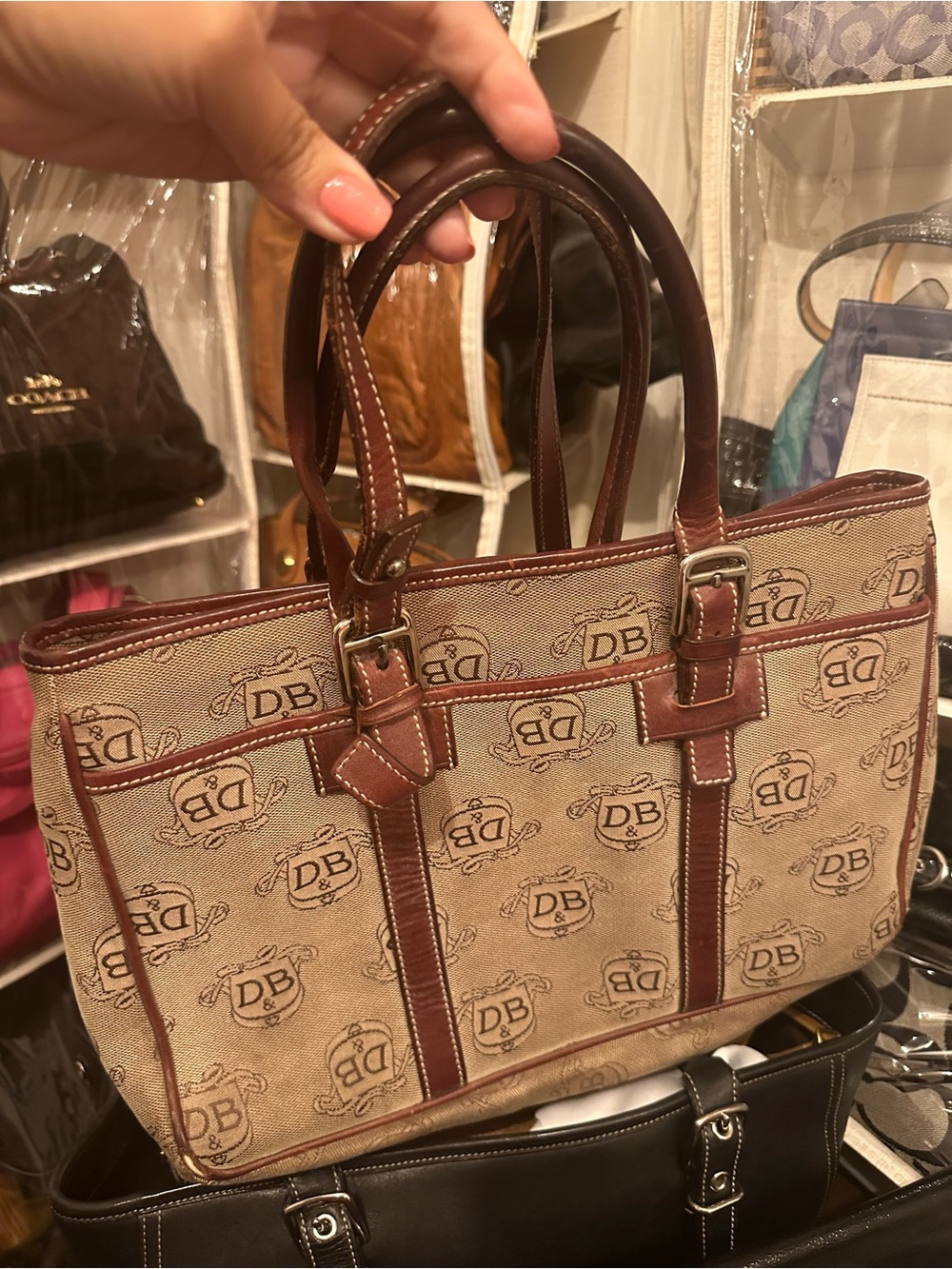 Vintage Dooney & Bourke Brown Logo satchel - handbag